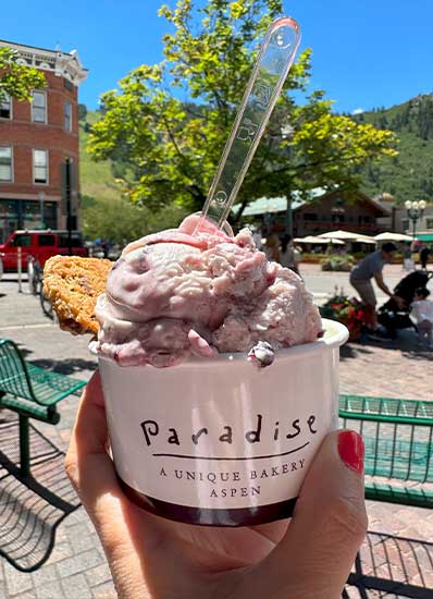 So much gelato to choose from! Got two scoops and asked for an extra cup since it was cheaper than getting two separate one scoop. Whitney went with the Mint Chocolate Chip and I got the Blueberry Yogurt.