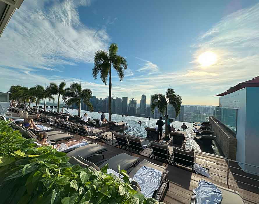 Lounging at the Marina Bay Sands rooftop pool any time of day is always a good idea