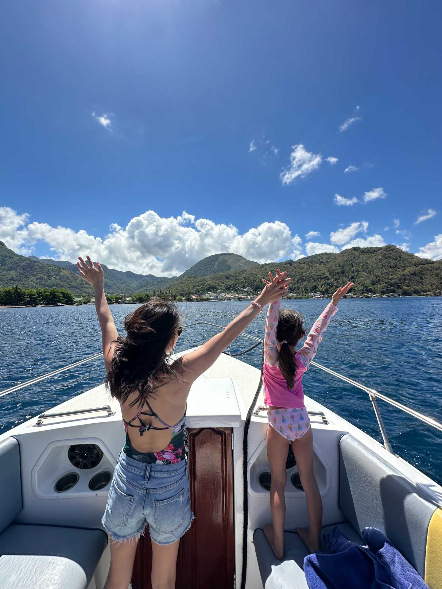 Cheers to the best family excursions in St. Lucia! There was no shortage of Pitons, sun, tan lines, smiles and St. Lucia views. Windjammer Landing views from the ocean on our way back from our family day trip were so beautiful with its’ hilltop accommodations-2