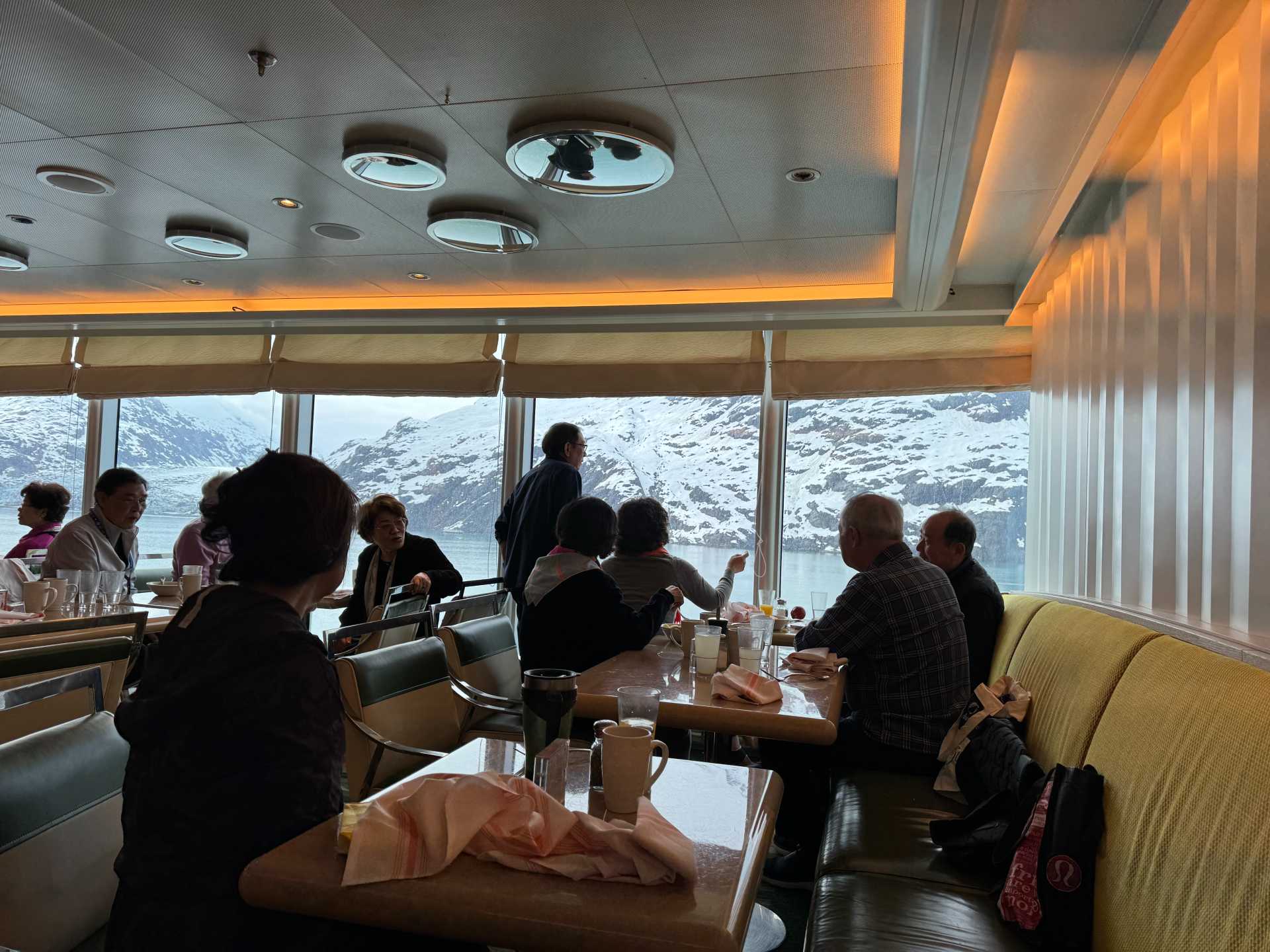 The Lido Market on Deck 9 was the place we chose to frequently have our meals with the kids. Because of its casual atmosphere and abundance of choices, the Lido Market is the most kid-friendly place to eat aboard the Koningsdam and also enjoy meals with a view (this view was in Glacier Bay)!