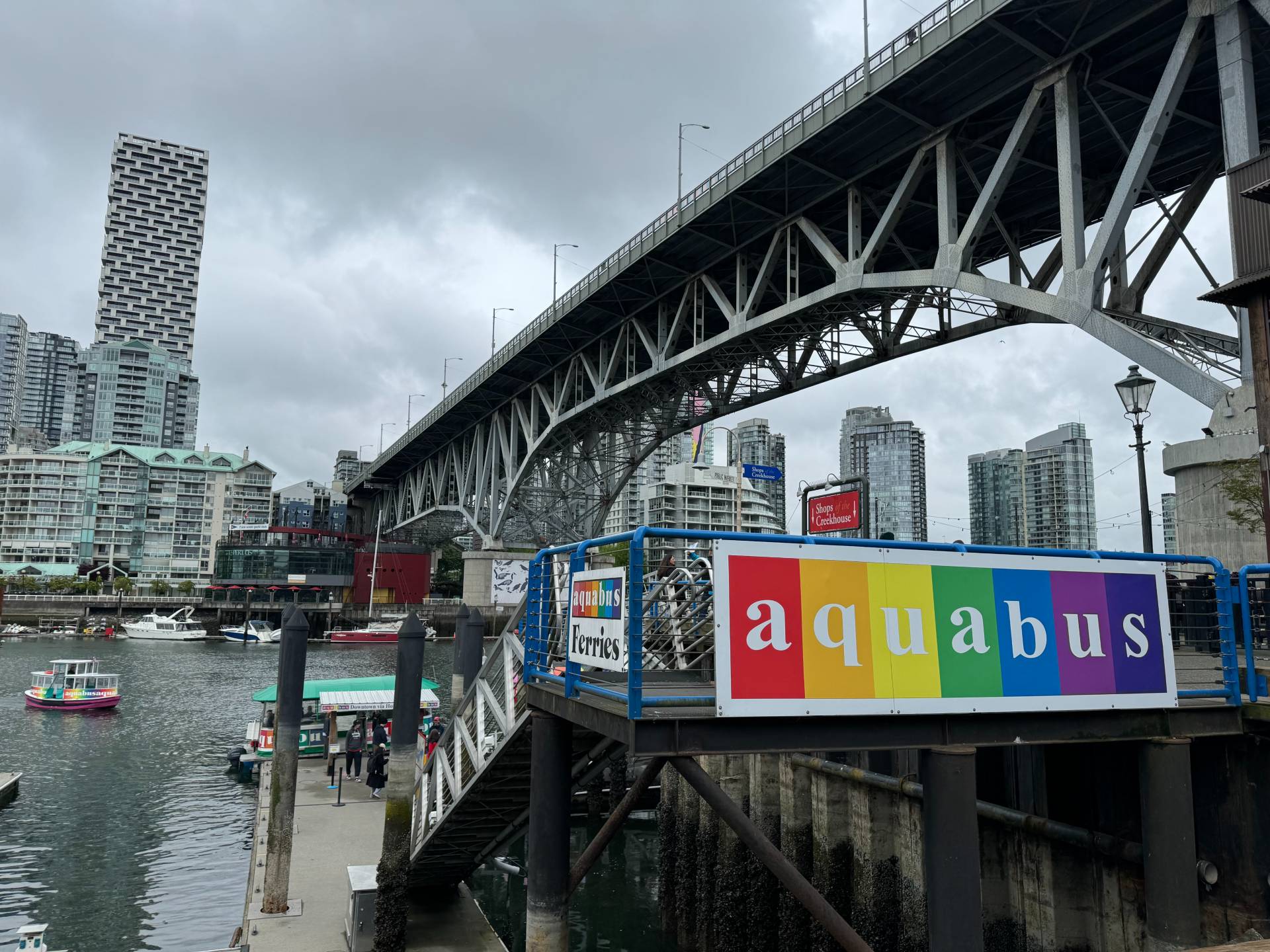 The False Creek Ferries and Aquabus Ferries are two companies that operate at the Granville Public Market. Both each provide a similar service and are great options for a family-friendly scenic ride-1