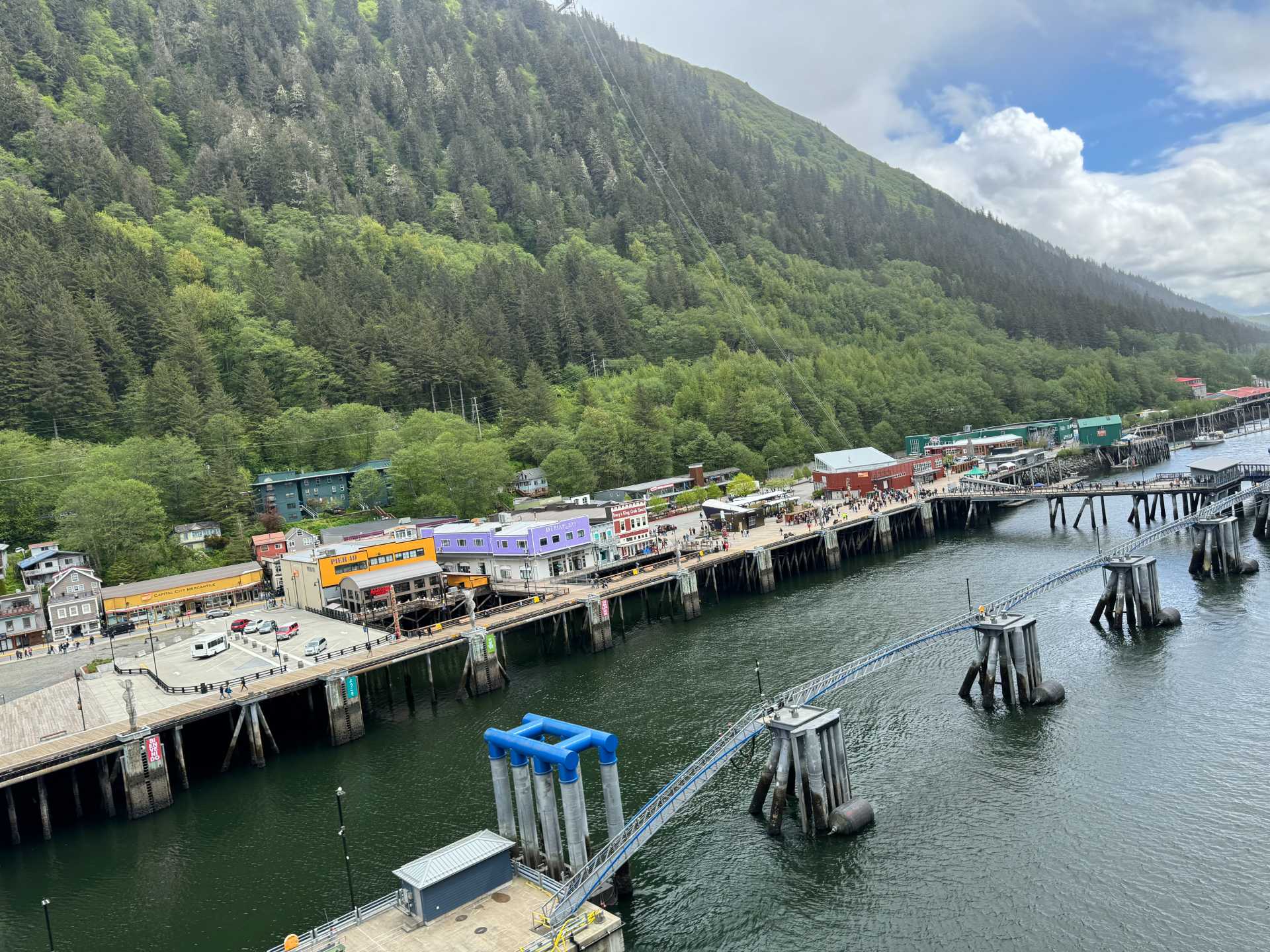 This is the beautiful view of Juneau, Alaska, from the Koningsdam. That red building, Tracy’s King Crab Shack will have to be a must visit on your list of family-friendly places to visit in Juneau. They have the best seafood!