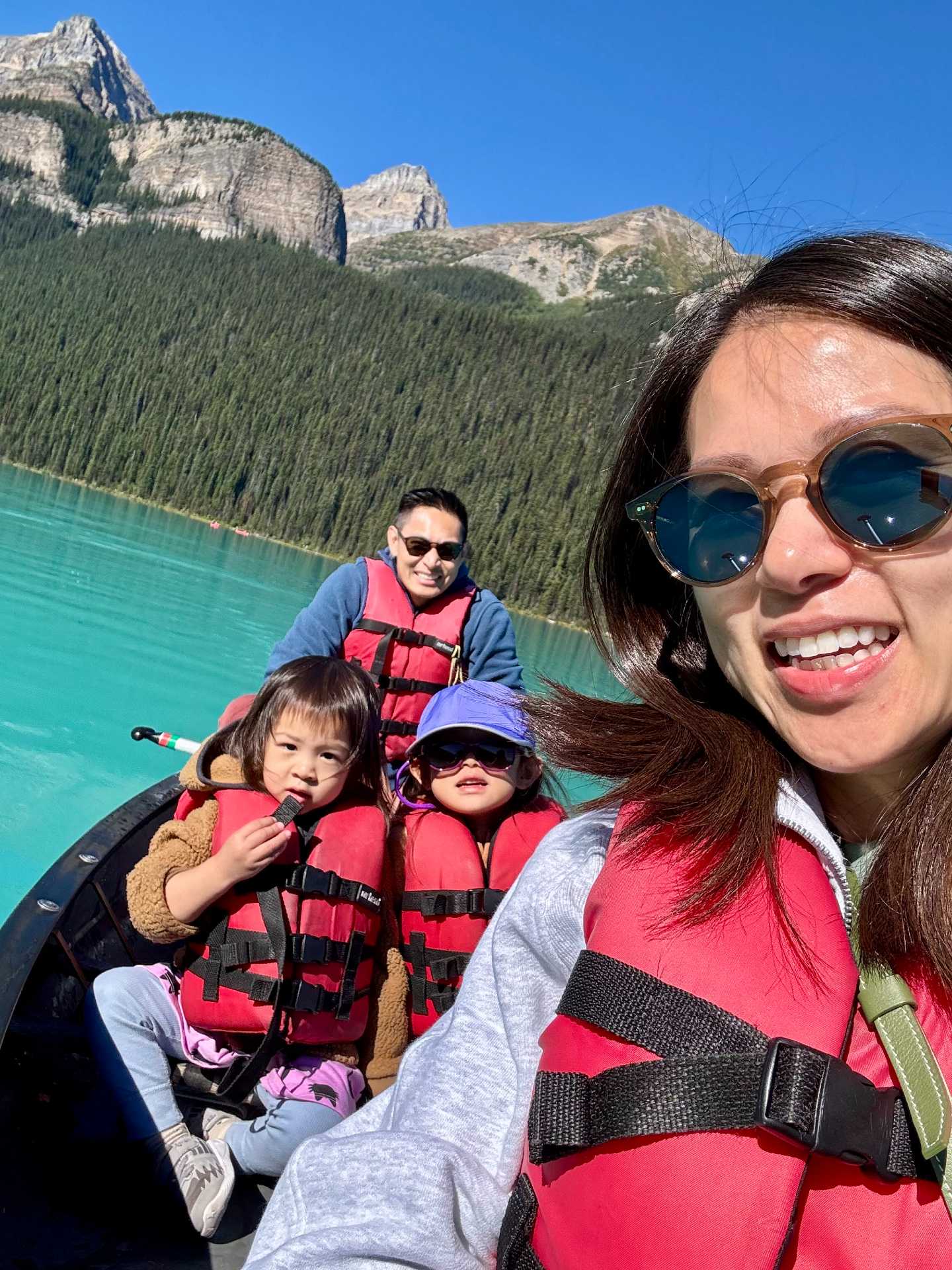 With life jackets on and paddles in hand, we set off to explore Lake Louise as a family. The canoeing experience is designed for all ages, and even the little ones were mesmerized by the crystal-clear water and towering peaks-3