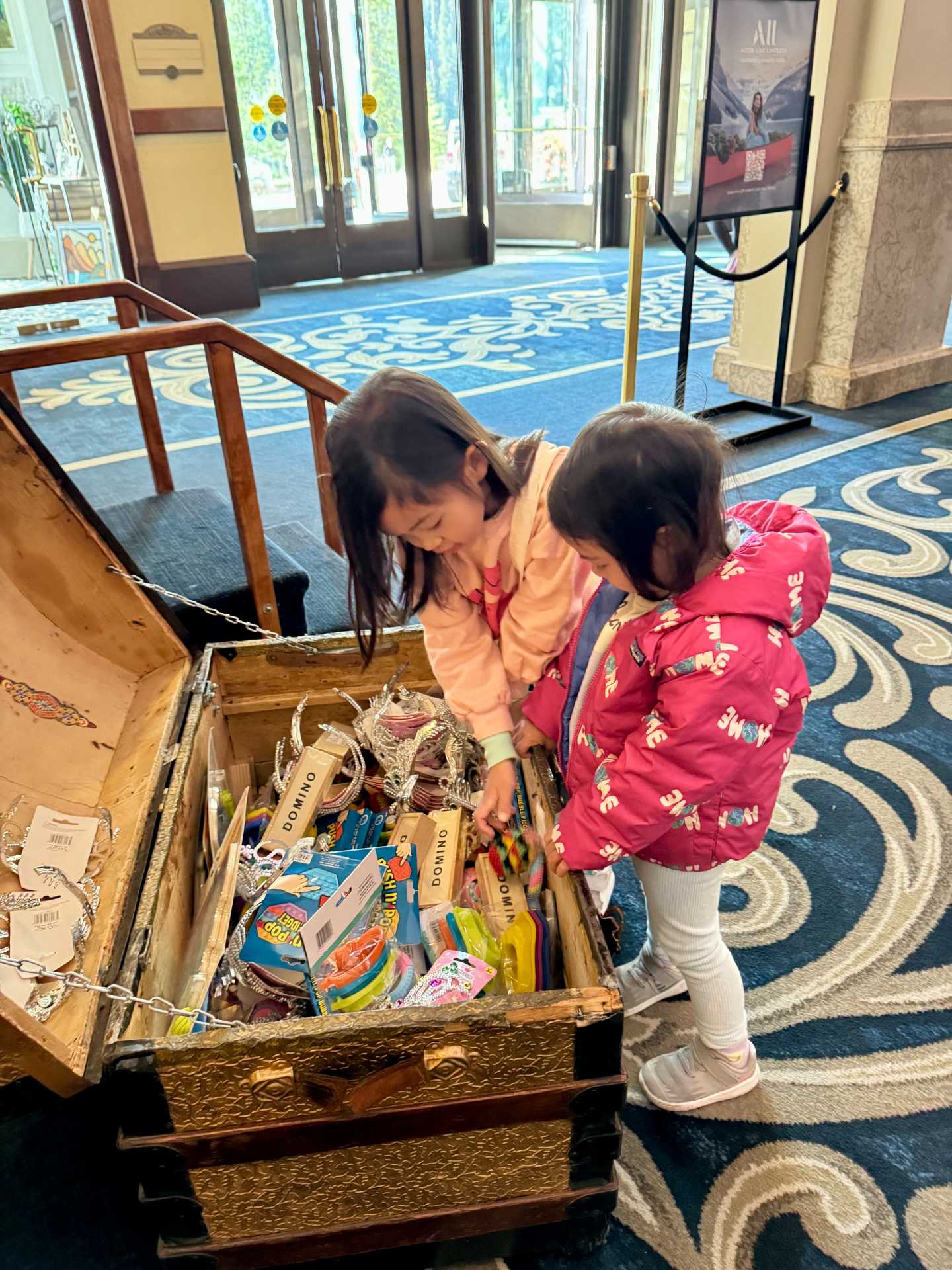 The kids were so excited to be showered with gifts, bears from the concierge and toys from the treasure chest-1