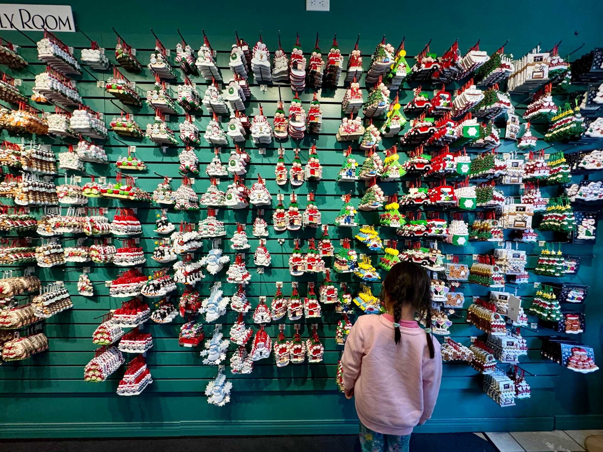 Just a glimpse of the endless walls of beautifully organized ornaments at The Spirit of Christmas store. With so many unique options to choose from, picking just one will be the toughest decision of your visit!