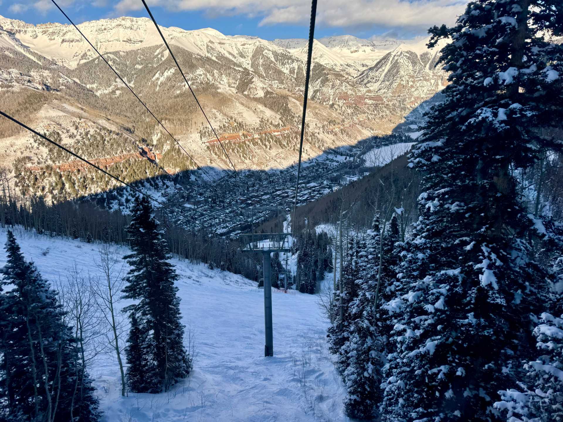 View of Downtown Telluride, beautiful any time of the day. Easily accessible by gondola to and from the Mountain Village.