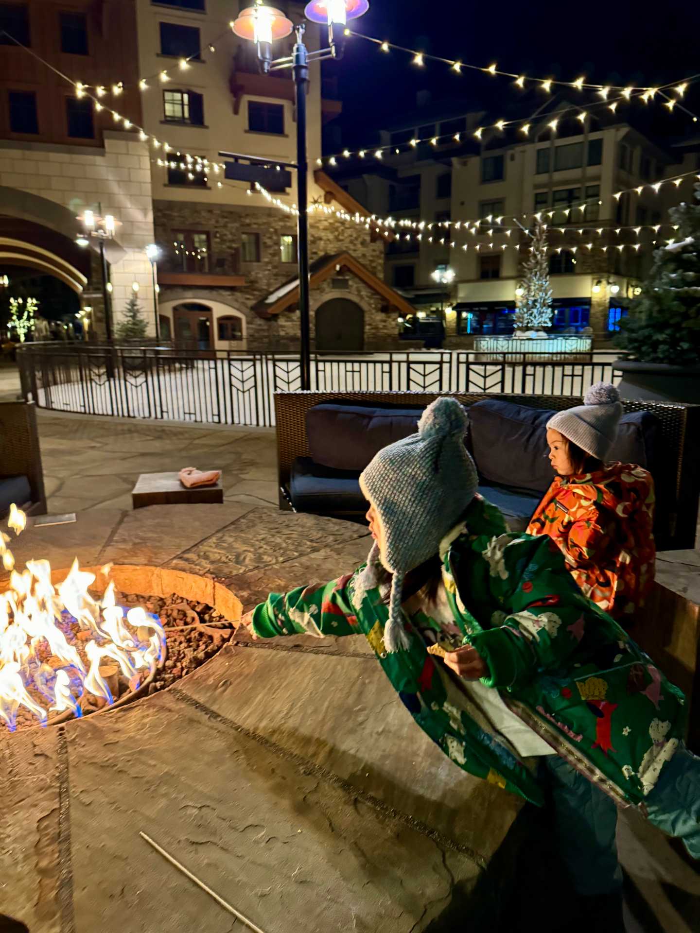 The oxygen-enriched two queen room was the perfect size for us. The lobby area was spacious and also had fireplaces, a pool table and shuffleboard for guests to enjoy. In the evenings, we enjoyed some s’mores outside-3