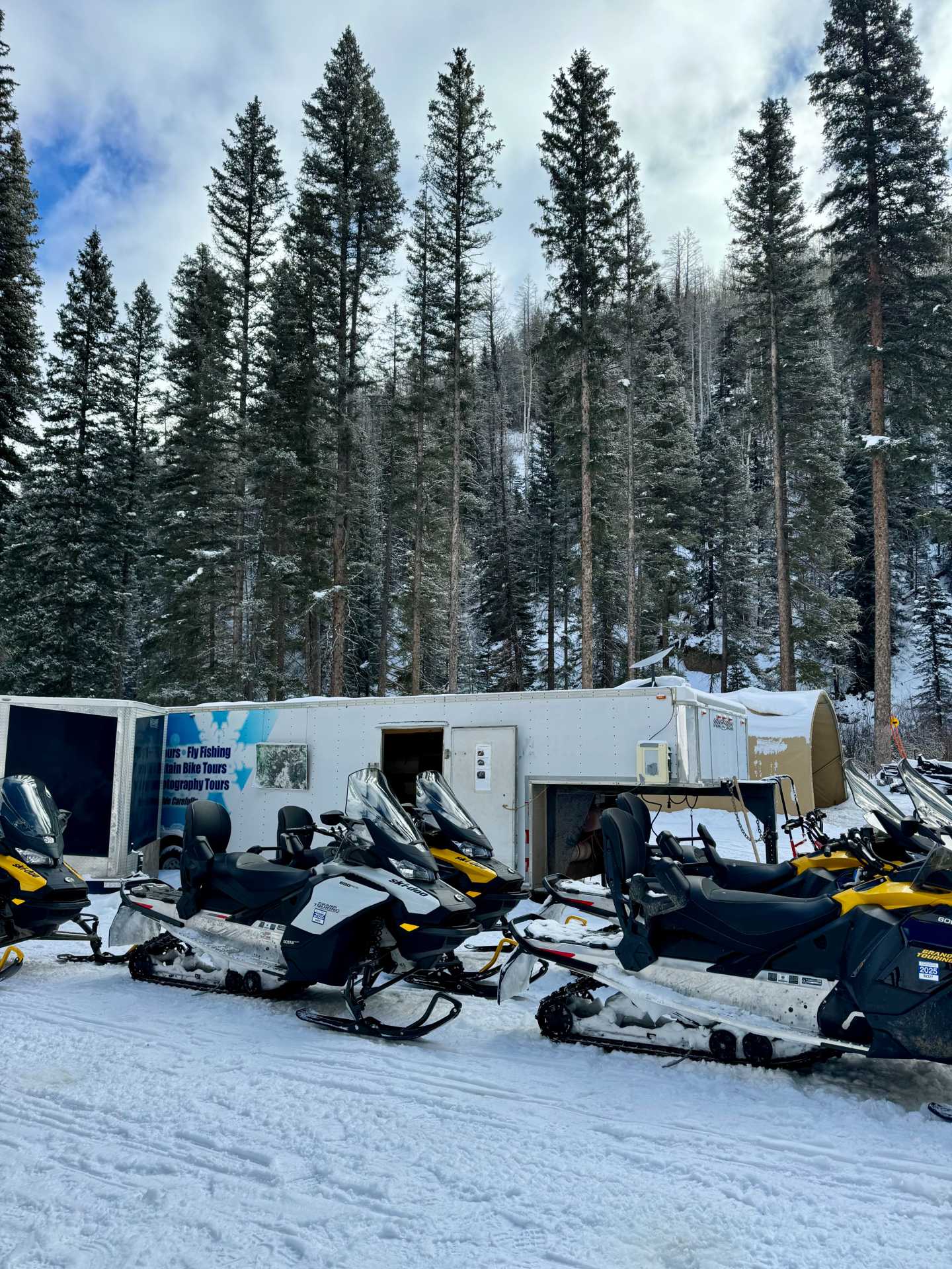 The snowmobile tours used the same path as the dog sledding tour. We thought there was an older age limit for the snowmobile tour and didn’t know we could have had our kids ride in the backseat.