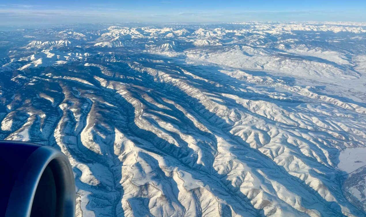 The views of the mountains flying into and out of Montrose are beautifully covered with snow in the winter.