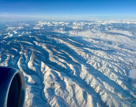 The views of the mountains flying into and out of Montrose are beautifully covered with snow in the winter.