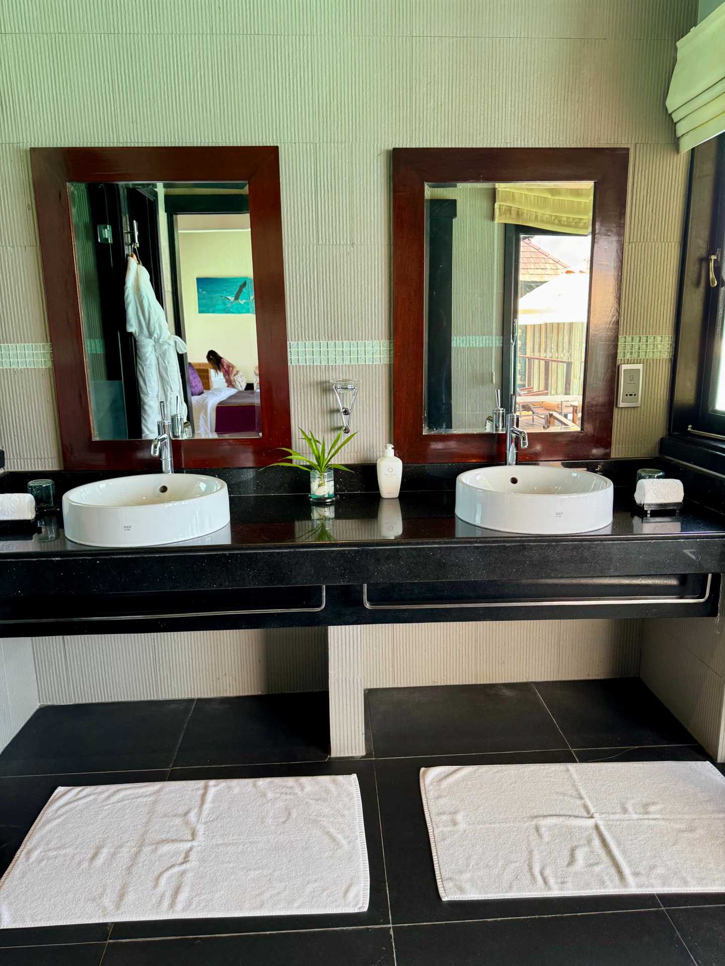 There’s something unforgettable about watching the sun dip below the water from your deck. Spacious bathroom, tight toilet space… but can’t argue with these views! Nothing like freshening up with a little slice of paradise right outside your window-2