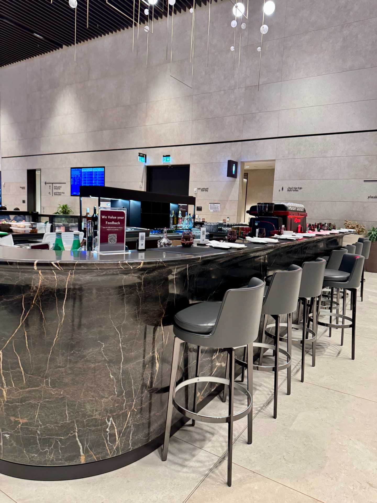 These before-and-after photos of the Al Mourjan Garden Lounge at Doha’s Hamad International Airport show just how much the space can fill up. While it was peaceful and nearly empty when we arrived in the early evening, the lounge became much busier late at night. With so many international flights transiting through Doha, peak hours at the lounge can get crowded quickly—something to keep in mind if you're planning to rest or dine during your layover-2